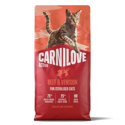Carnilove Active Adult Sterilised cu vită și vânat 2 x 6 kg