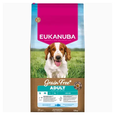 Eukanuba Grain Free Adult Small & Medium Pește de mare 12 kg
