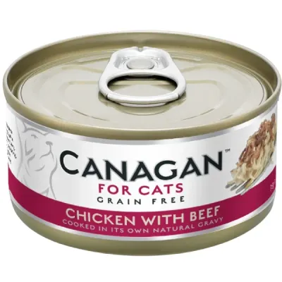 Canagan Conservă pentru pisici, cu Pui și Vită 75g