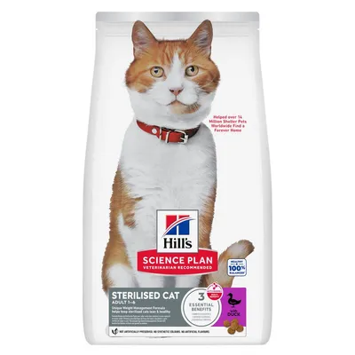 Hill's Science Plan Sterilised Cat Adult 1-6 Rață 10 kg
