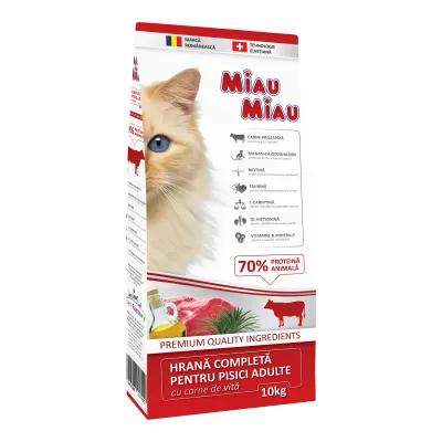 Miau Miau, Vită, hrană uscată pisici, 10kg