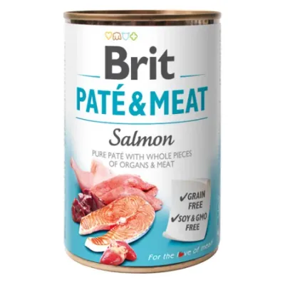 Brit Pate & Meat, Hrană Umedă Câine Adult, Somon, 400g