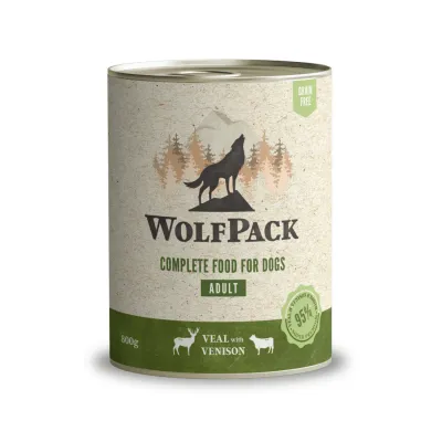 WolfPack Adult Vițel/Vânat, Hrană umedă pentru câini adulți 800 g