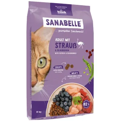 Sanabelle Adult 8 kg hrană uscată cu struț pentru pisici adulte