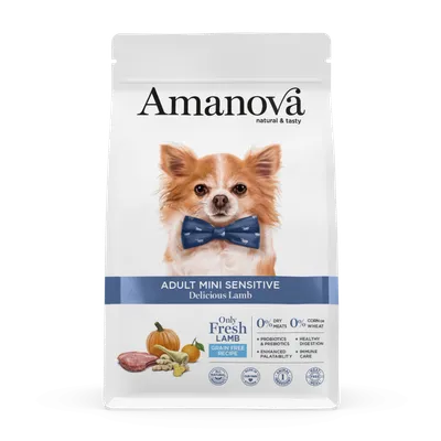 Hrană Uscată Câine Adult, Amanova Sensitive, Hipoalergenic, Talie Mică, Miel, 2kg