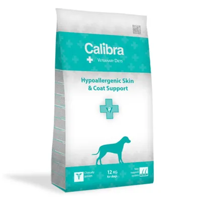 Calibra Veterinary Diets Hypoallergenic Skin & Coat Support, Xs-Xl, Somon, dietă veterinară, hrană uscată câini, piele & blană, alergii, 12kg