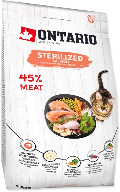 Ontario Hrană uscată pentru pisici adulte, Sterilised, cu Somon 6,5 kg