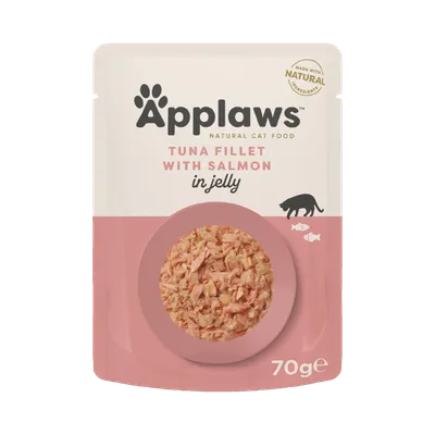 Applaws File, Ton și Somon, plic hrană umedă pisici, (în aspic), 70g