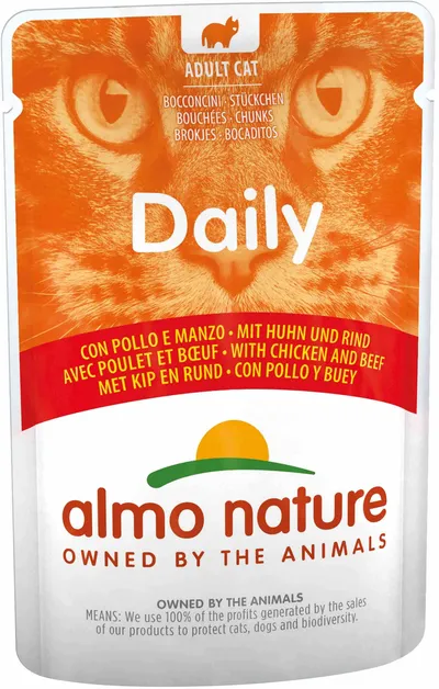 Almo Nature Daily Plic pentru pisici, cu pui și vită 70g