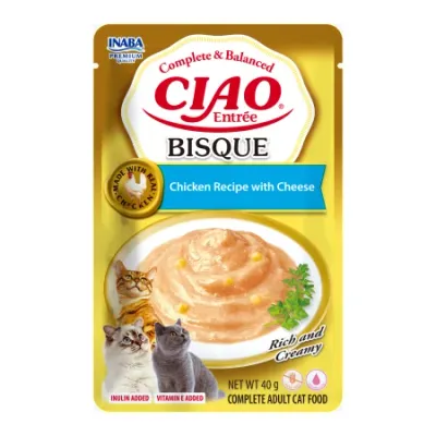 Hrană Umedă Pisică Adult, Ciao Entree, Bisque, Pui și Brânză, 40g