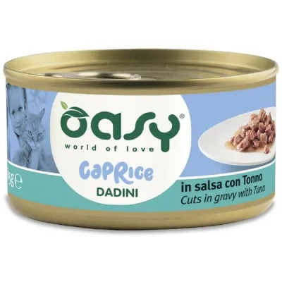 Oasy Caprice Conservă pentru pisici, Bucăți în sos, cu Ton 85g