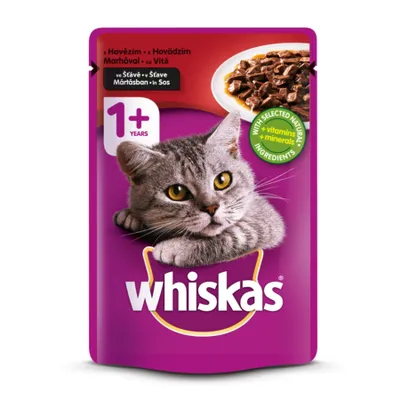 Whiskas, Vită, plic hrană umedă pisici, (în sos), 85g