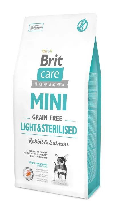 Brit Care Mini Grain Free Light& Sterilised Iepure și Somon 400 g