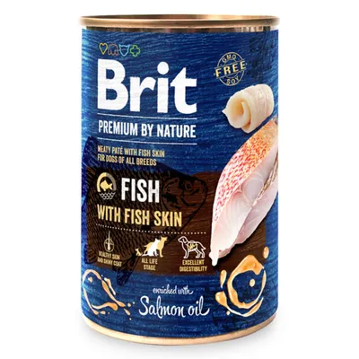 Brit Premium by Nature, Hrană Umedă Câine Adult, Pește și Piele de Pește, 400g