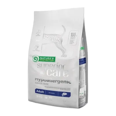 Natures Protection Superior Care Hypoallergenic, Somon, hrană uscată fără cereale câini, afecțiuni digestive și dermatologice, 10kg