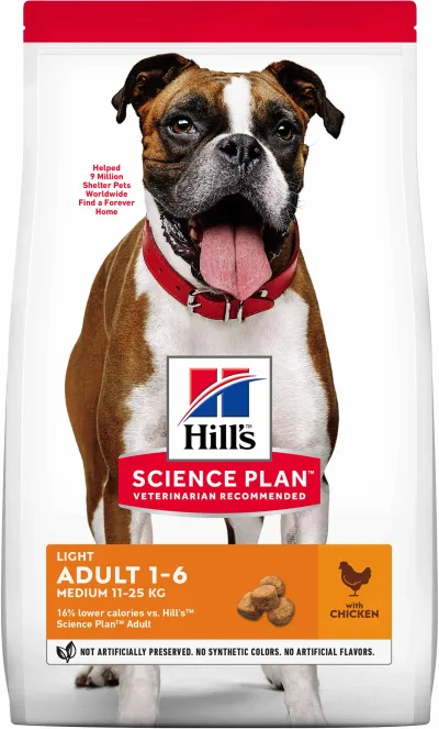 HILL's Canine Adult Talie Medie LIGHTcu Pui 2,5 kg