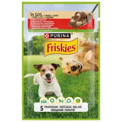 Purina® Friskies® Adult, cu Vită și Cartofi în sos 85g