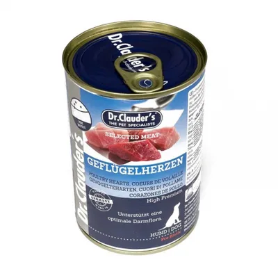 DR. Clauder's Selected Meat, Xs-Xl, Inimi de Pui conservă hrană umedă câini, (în suc propriu), 400g