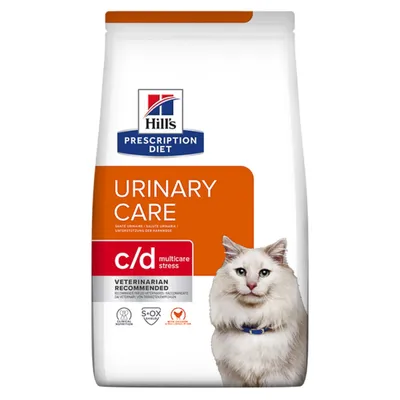 Hill's Prescription Diet c/d Urinary Care Multicare Stress, Pui, dietă veterinară pisici, hrană uscată, sistem urinar, sistem nervos & calmante, 400g