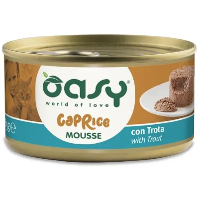 Oasy Caprice Conservă pentru pisici, Mousse cu Păstrăv 85g
