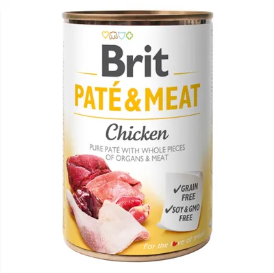 Brit Pate & Meat, Hrană Umedă Câine Adult, Pui, 400g