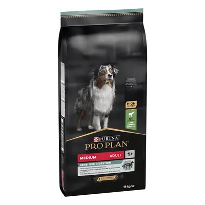 Pro Plan® Sensitive Digestion Adult, bogat în miel, talie medie, hrană uscată pentru câini 14kg
