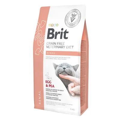 Brit VD Renal, Ou, dietă veterinară, hrană uscată fără cereale pisici, sistem renal, 2kg