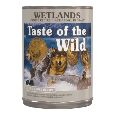 Taste of the Wild Wetlands, Rață, conservă hrană umedă fără cereale câini, (în sos), 390g