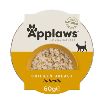 Applaws Piept, Pui, bol hrană umedă pisici, (în supă), 60g