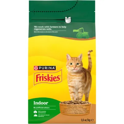 Friskies Hrană uscată pentru pisici Indoor cu Pui și Verdețuri de Gradină 1,5 kg