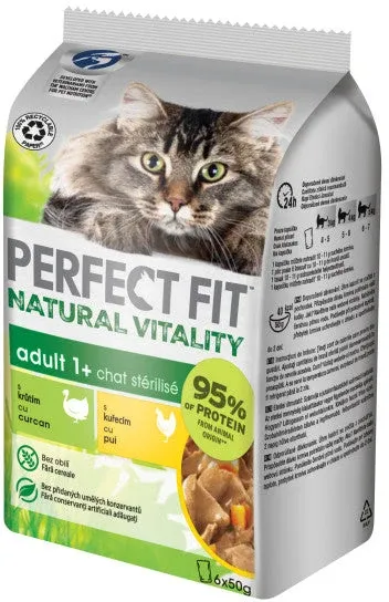 Perfect Fit Multipack Hrană umedă pentru pisici, cu Pui și Curcan 6x50g