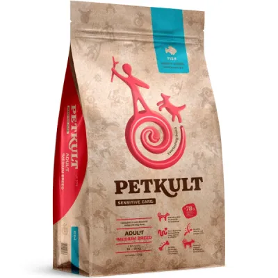 Petkult Sensitive Adult medium, talie medie, Pește 12 kg