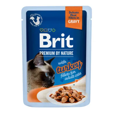 Brit Premium by Nature Delicate File, Curcan, plic hrană umedă pisici, (în sos), 85g