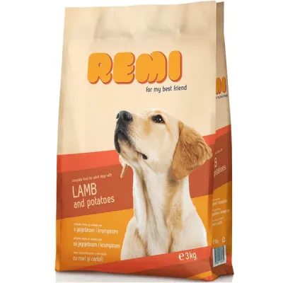 Remi hrană uscată pentru câini adulți, cu Miel și cartofi 12 kg