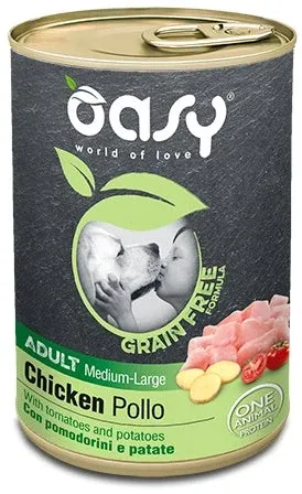 Oasy Conservă pentru câini, Medium/Large, cu Pui, fără cereale 400g