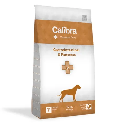 Calibra Veterinary Diets Gastrointestinal & Pancreas, Xs-Xl, Somon, dietă veterinară, hrană uscată câini, sistem digestiv, 12kg