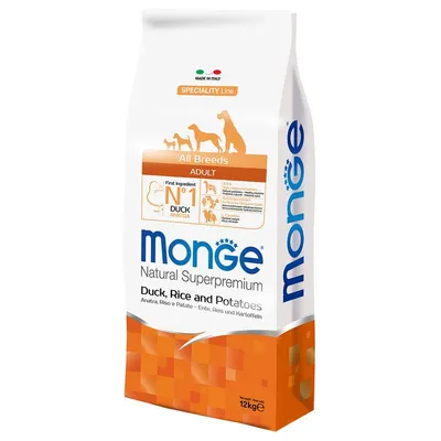 Monge Natural Superpremium All Breeds Adult Rață, orez și cartofi 12 kg