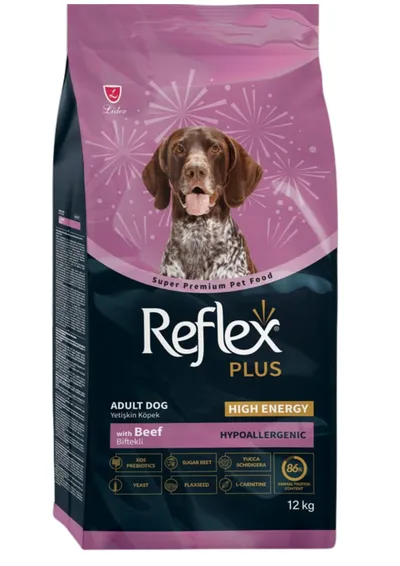 Reflex Plus High Energy, Xs-Xl, Vită, hrană uscată câini, activitate intensă, 12kg