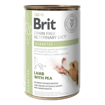 Brit VD Diabetes, Xs-Xl, Miel, dietă veterinară, conservă hrană umedă fără cereale câini, diabet, (în aspic), 400g