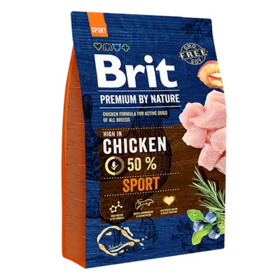 Brit Premium By Nature Sport, Pui, hrană uscată câini, activitate intensă, 3kg