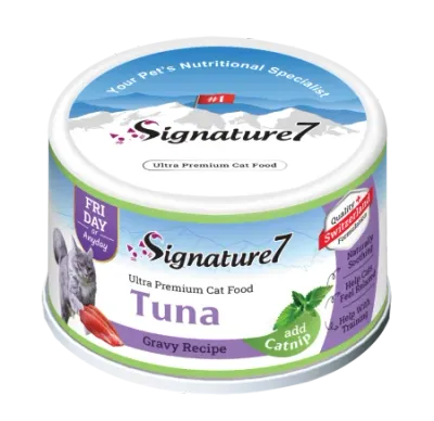 Hrană Umedă Pisică Adult, SIGNATURE7, Ton în Sos cu Iarba-Mâței, 70g