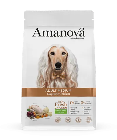 Amanova Adult Medium, M-L, Pui, hrană uscată monoproteică câini, 12kg