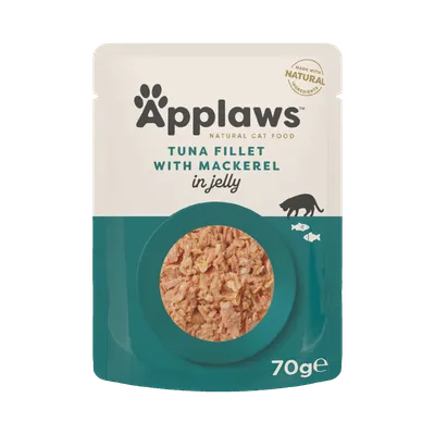 Applaws File, Ton și Macrou, plic hrană umedă pisici, (în aspic), 70g