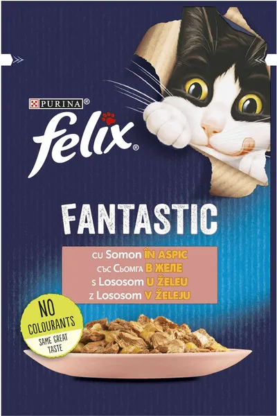 Felix Fantastic Plic hrană umedă pentru pisici, cu Somon 85g