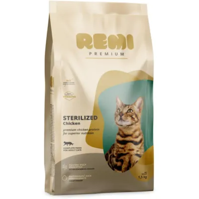 Remi Premium Hrană uscată pentru pisici sterilizate, cu Pui 1,5 kg