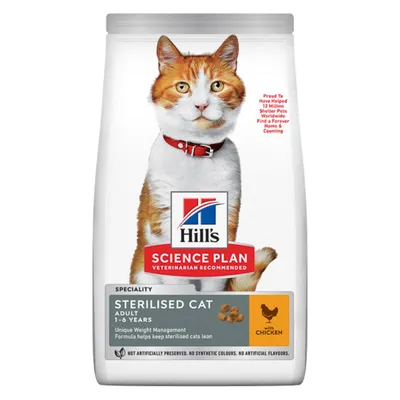 Hill's Science Plan Adult Sterilised, Pui, hrană uscată pisici sterilizate, 300g
