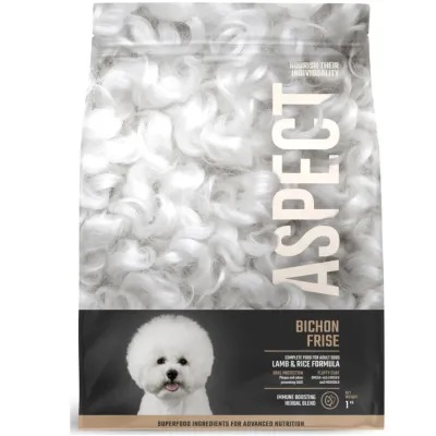 Aspect Bichon Frise hrană completă pentru câini adulți, Miel și Orez 1kg