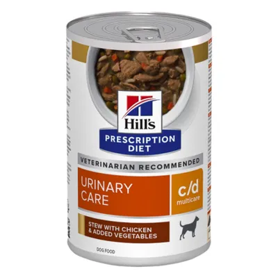 Hill's Prescription Diet c/d Urinary Care, Pui cu Legume, dietă veterinară câini, conservă hrană umedă, sistem urinar, (în sos), 354g
