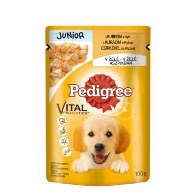 Pedigree Junior, Xs-Xl, Pui, plic hrană umedă câini junior, (în aspic), 100g