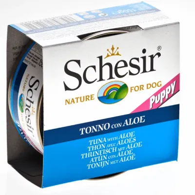 Schesir Conserva pentru catelusi, Ton cu aloe 150 g